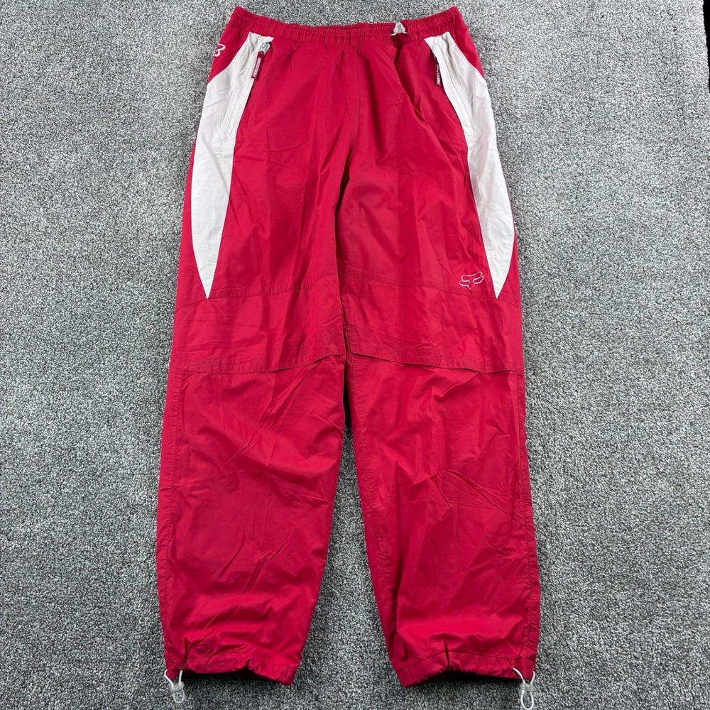 Vintage Fox Racing Track Pants Mens Small Red Nylon Motocross MTX Windbreaker